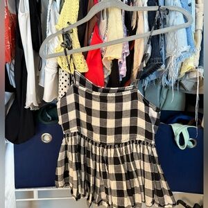 The Great Black and White Checkered Peplum Top